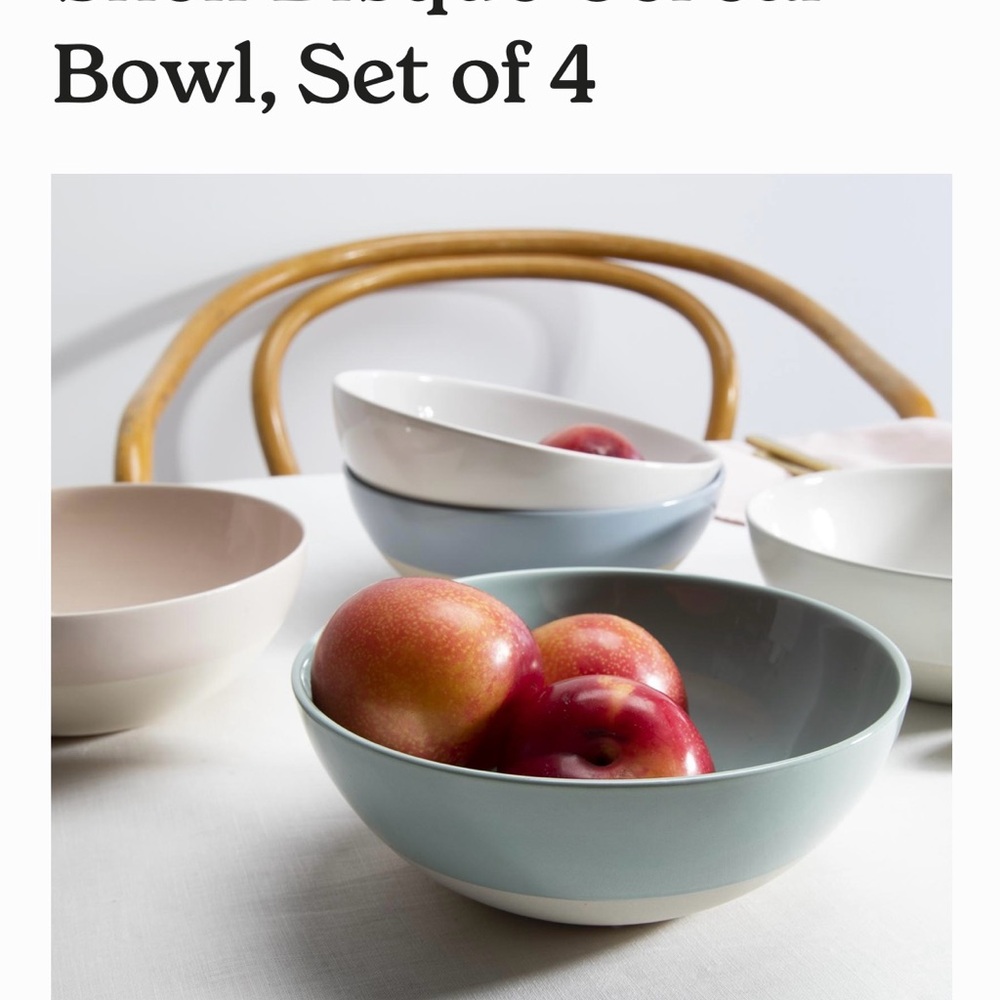 Elegant Ceramic Bowl Set - Blue, White, Cream - Set of 4